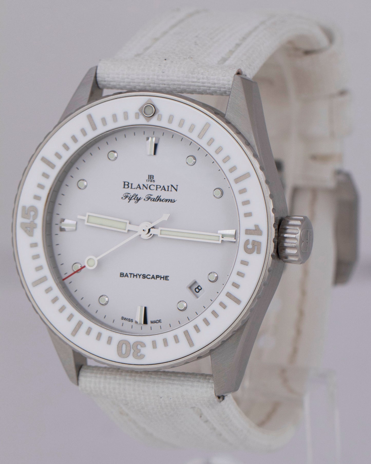 Blancpain Fifty Fathoms Bathyscaphe PAPERS 5100-1127-W52A Steel White 38mm B+P