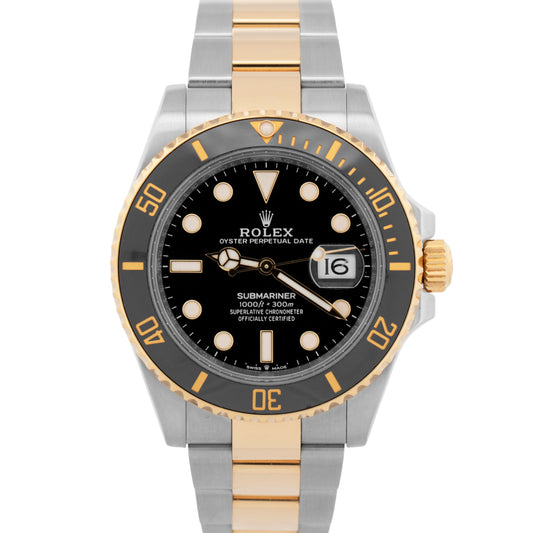 2024 PAPERS Rolex Submariner Date BLACK Two-Tone Gold 41mm 126613 LN Watch BOX