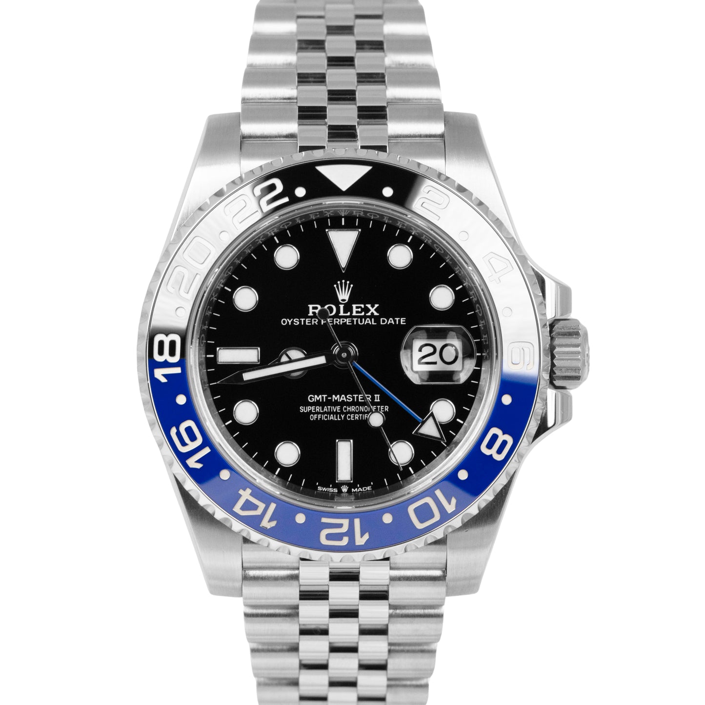NEW PAPERS Rolex GMT-Master II BATMAN Blue Jubilee 40mm Watch 126710 BLNR B+P