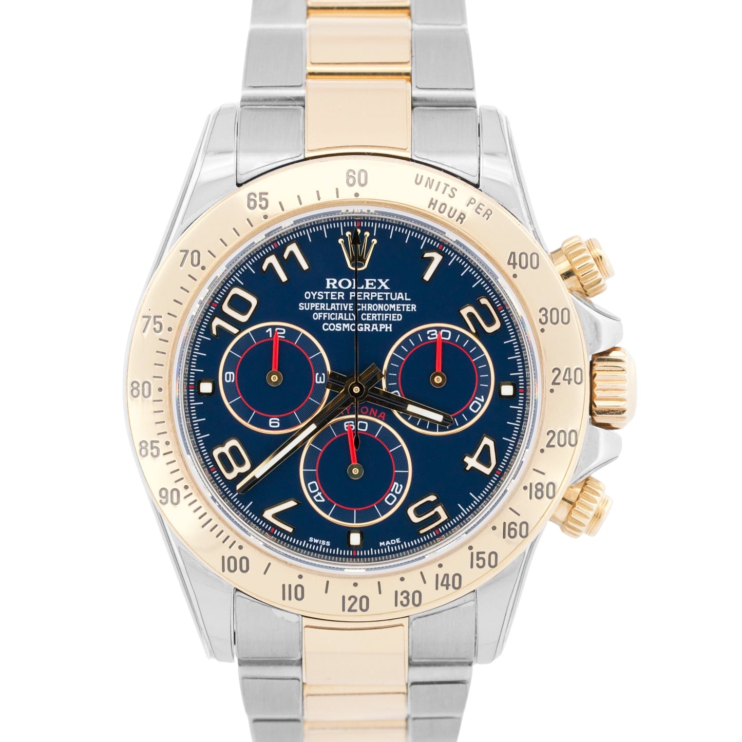 Rolex Daytona Cosmograph BLUE RACING Two-Tone 18K Yellow Gold Steel 116523 Watch