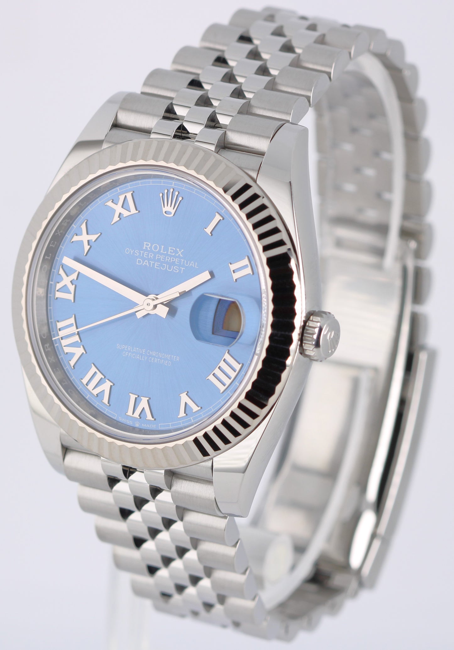 2023 PAPERS Rolex DateJust 41mm Steel AZZURRO Blue Roman 126334 Watch BOX