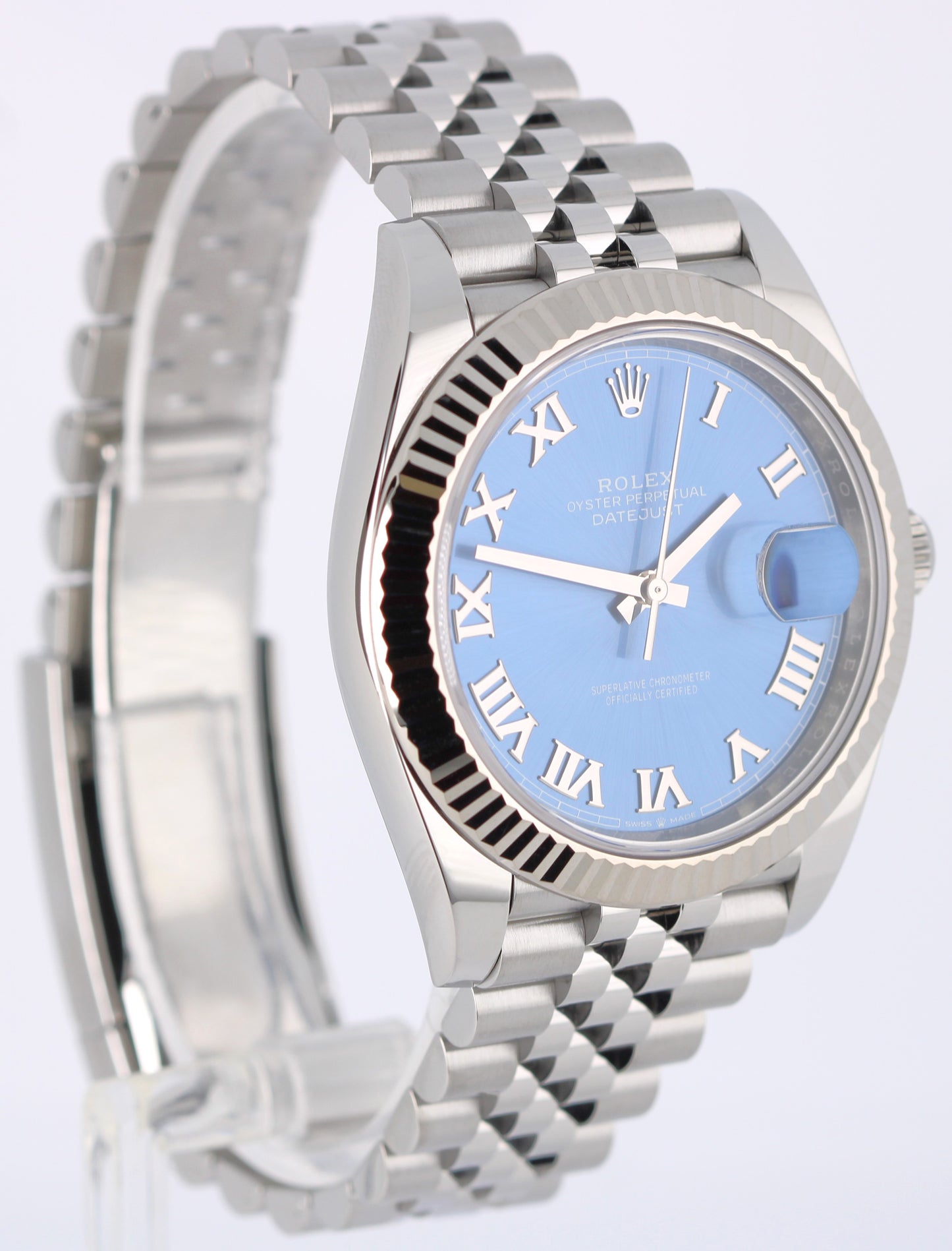 2023 PAPERS Rolex DateJust 41mm Steel AZZURRO Blue Roman 126334 Watch BOX