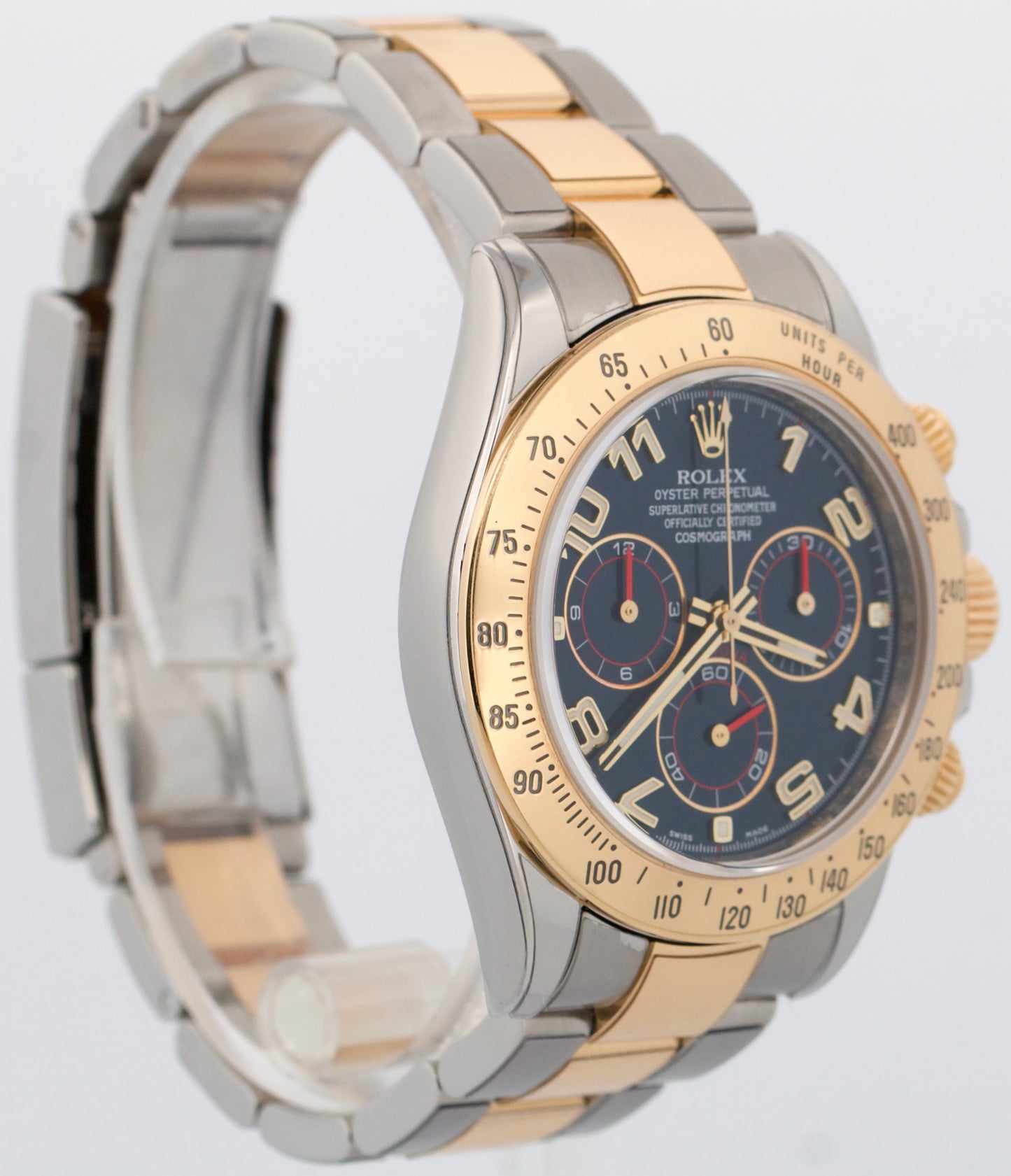 Rolex Daytona Cosmograph BLUE RACING Two-Tone 18K Yellow Gold Steel 116523 Watch