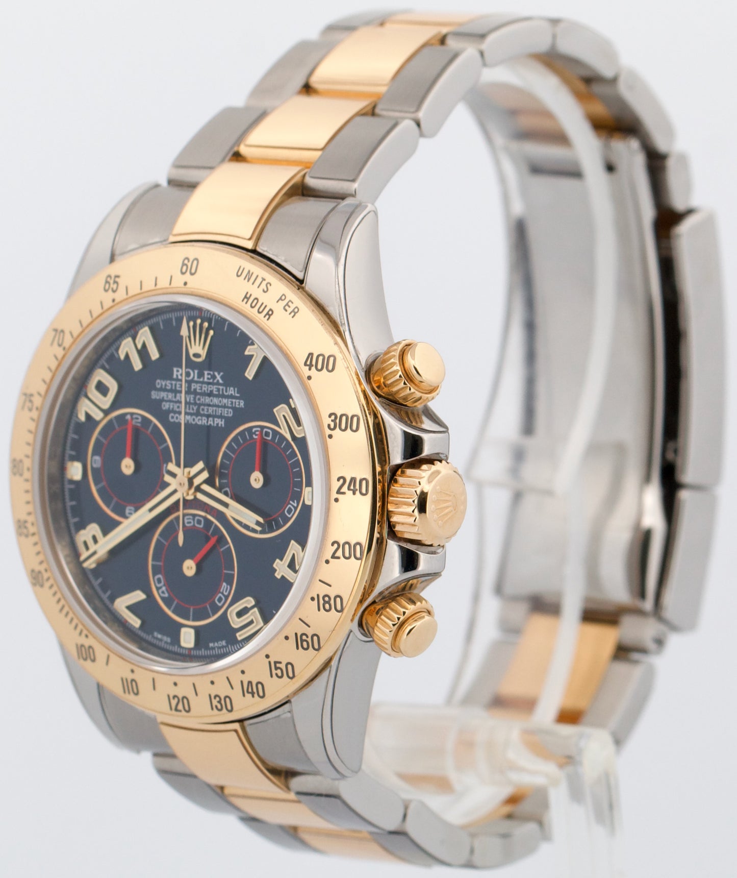 Rolex Daytona Cosmograph BLUE RACING Two-Tone 18K Yellow Gold Steel 116523 Watch