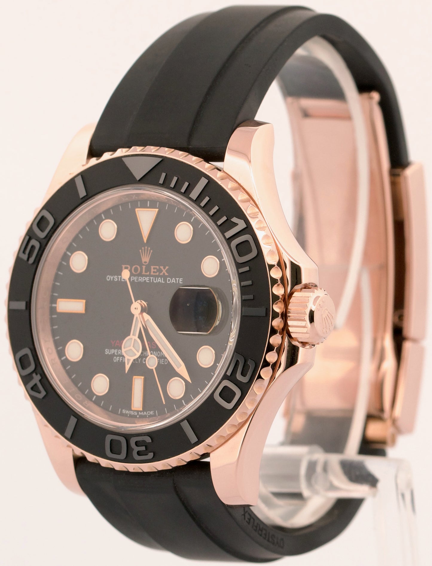 Rolex Yacht-Master BLACK 18K Rose Gold OYSTERFLEX Rubber Everose 40mm 116655
