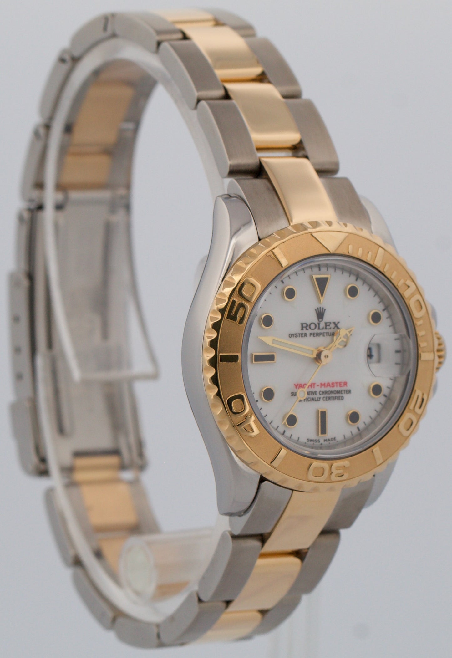 Ladies Rolex Yacht-Master WHITE 18K Yellow Gold Steel 29mm Two-Tone 169623 Watch
