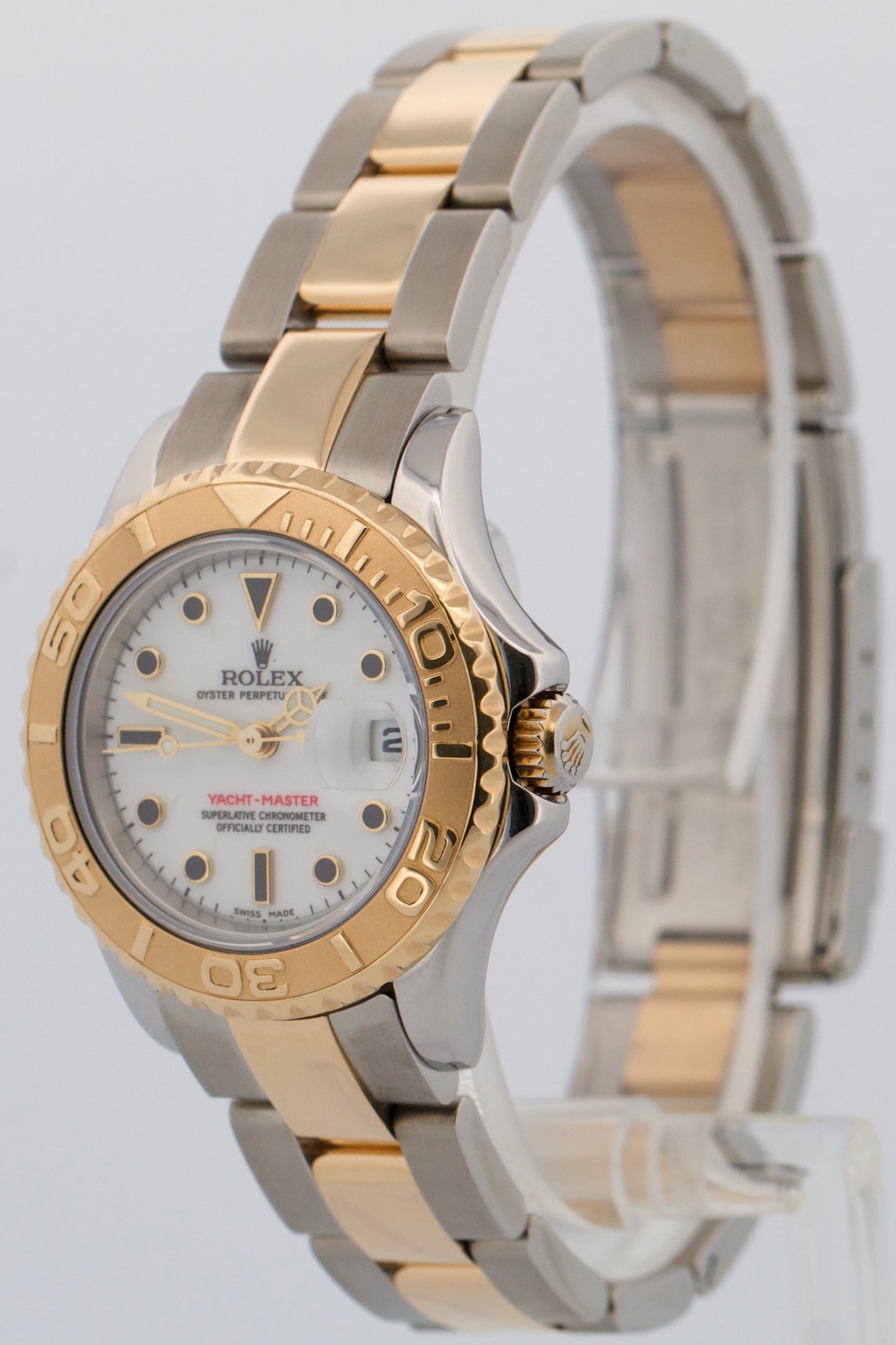 Ladies Rolex Yacht-Master WHITE 18K Yellow Gold Steel 29mm Two-Tone 169623 Watch