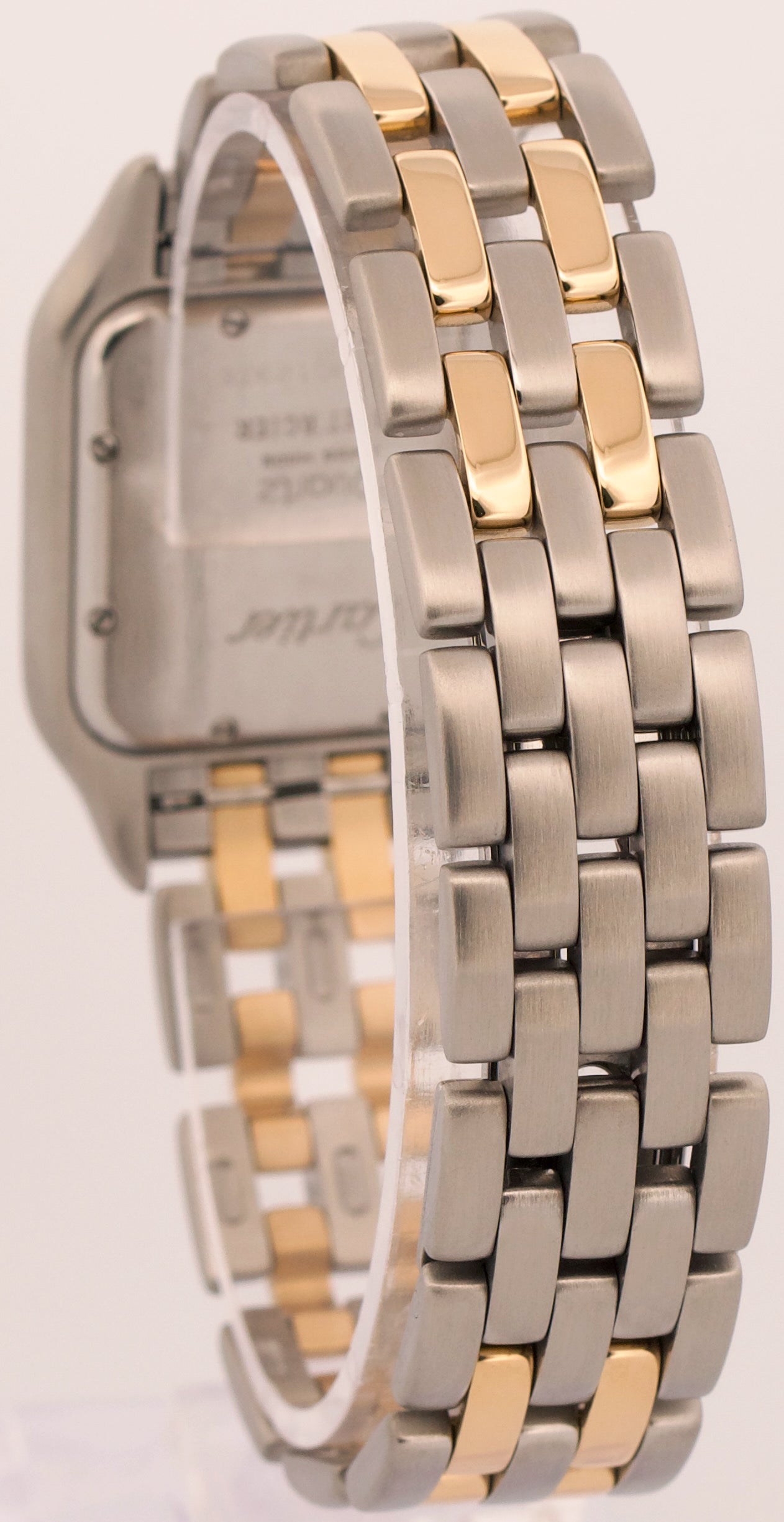 Ladies Cartier Panthere Midsize IVORY 18K Gold Steel TWO ROW 27mm Quartz 83949