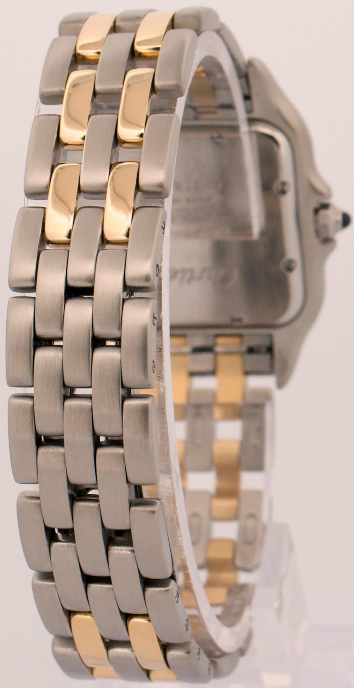 Ladies Cartier Panthere Midsize IVORY 18K Gold Steel TWO ROW 27mm Quartz 83949