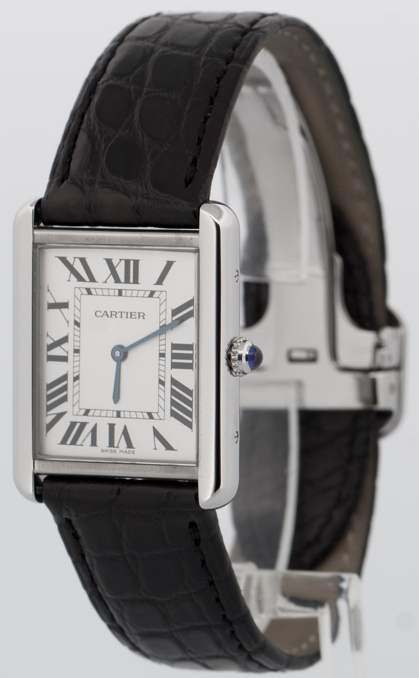 Cartier Tank Solo Stainless Steel SILVER Roman Leather 27mm Quartz 2715 W1018355