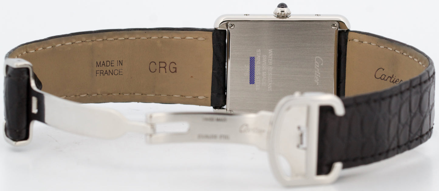 Cartier Tank Solo Stainless Steel SILVER Roman Leather 27mm Quartz 2715 W1018355