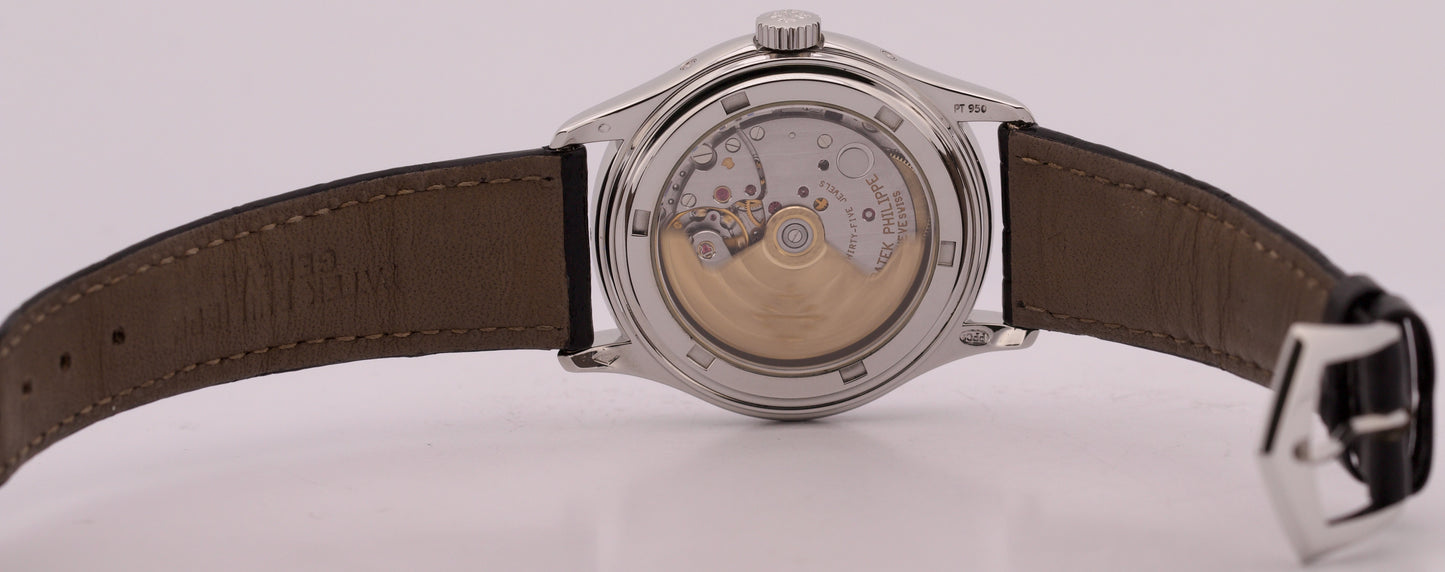 Patek Philippe Annual Calendar BLACK Roman 950 Platinum 37mm 5035P Leather Watch
