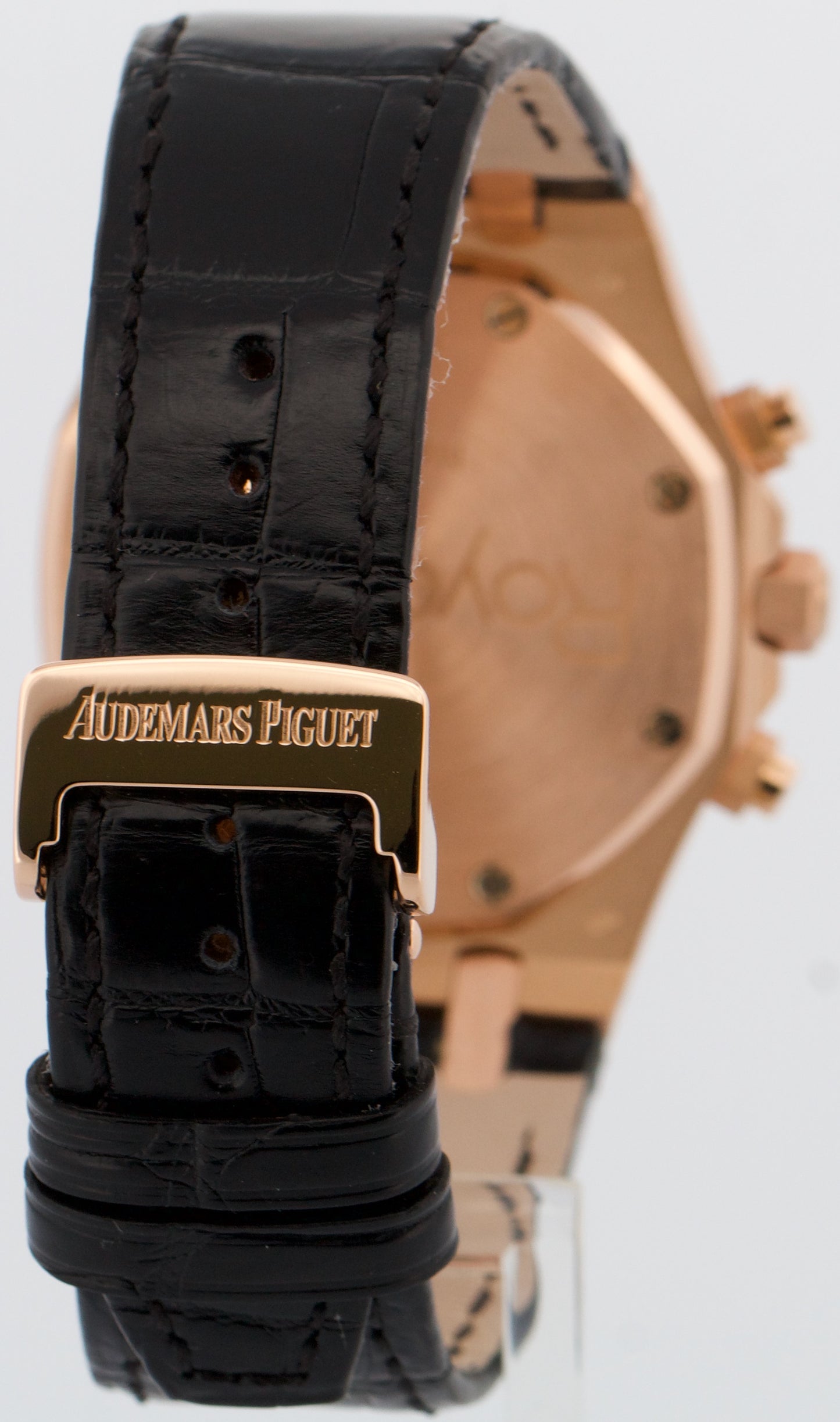 Audemars Piguet Royal Oak Chronograph WHITE 18k Rose Gold Leather 39mm 26022OR