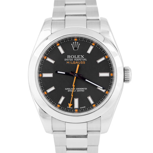 MINT Rolex Milgauss Black Orange Stainless Steel Automatic 40mm Watch 116400