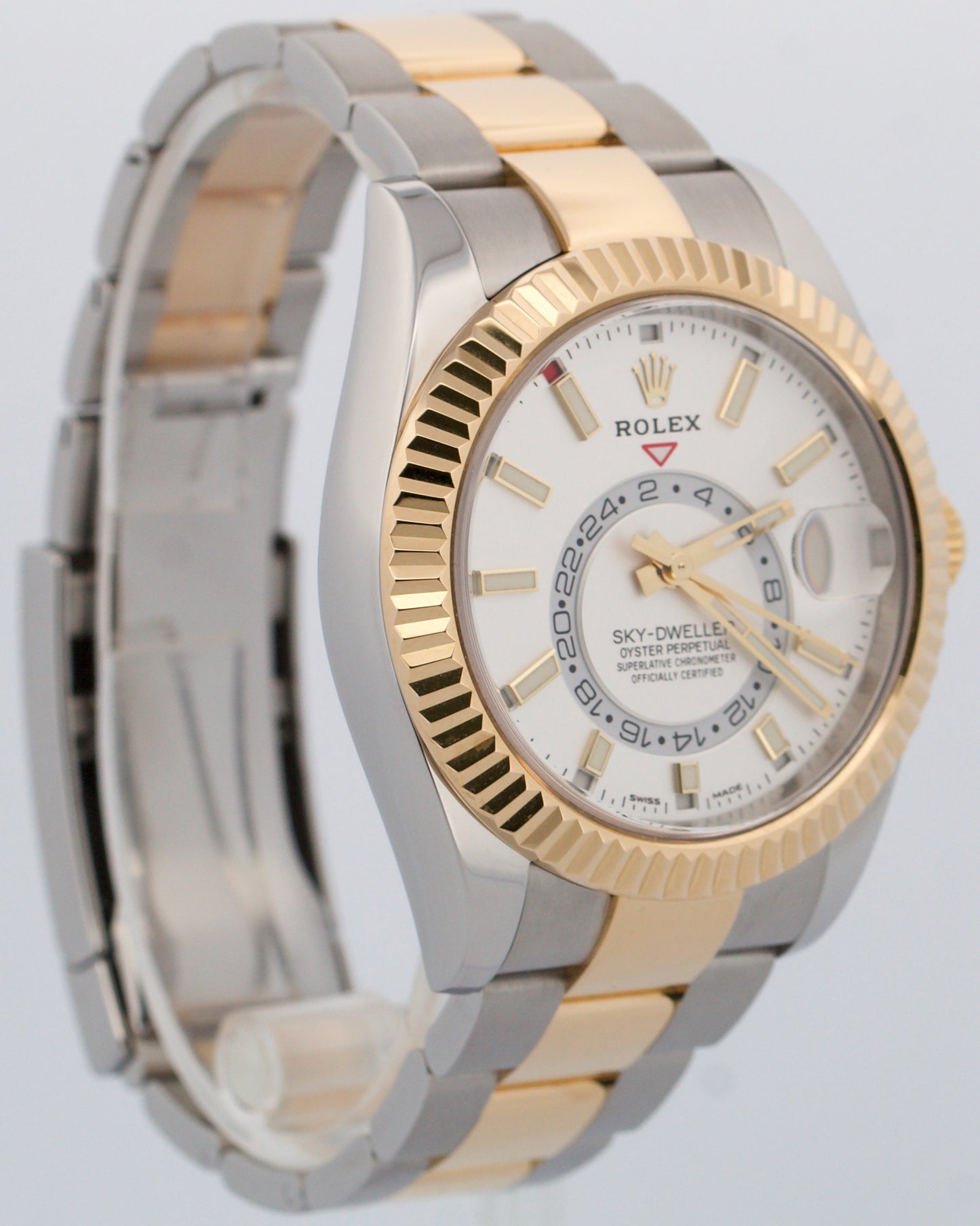 2022 PAPERS Rolex Sky-Dweller WHITE 18K Gold Stainless OYSTER 42mm 326933 BOX