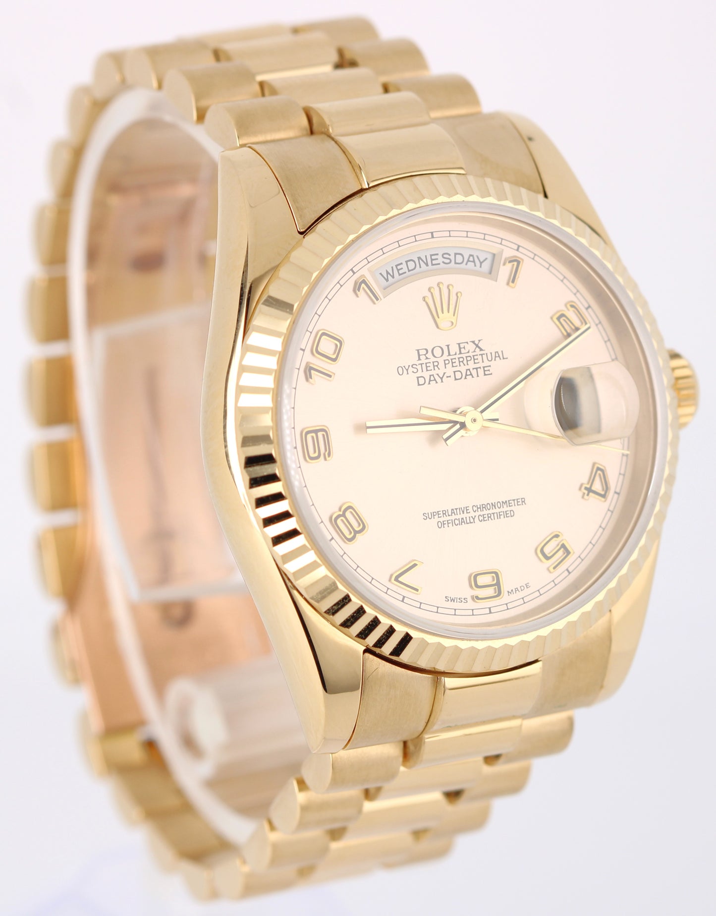 Rolex Day-Date President 18K Yellow Gold Champagne 36mm 118238 Watch