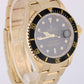 Rolex Submariner Date 18K Yellow Gold NO-HOLES Black 40mm 16618T Oyster Watch