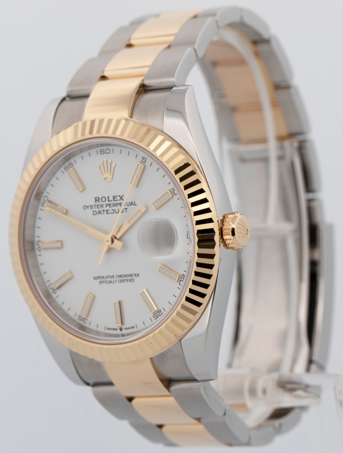 2023 PAPERS Rolex DateJust 41 WHITE Two-Tone Gold Steel 41mm 126333 Watch BOX