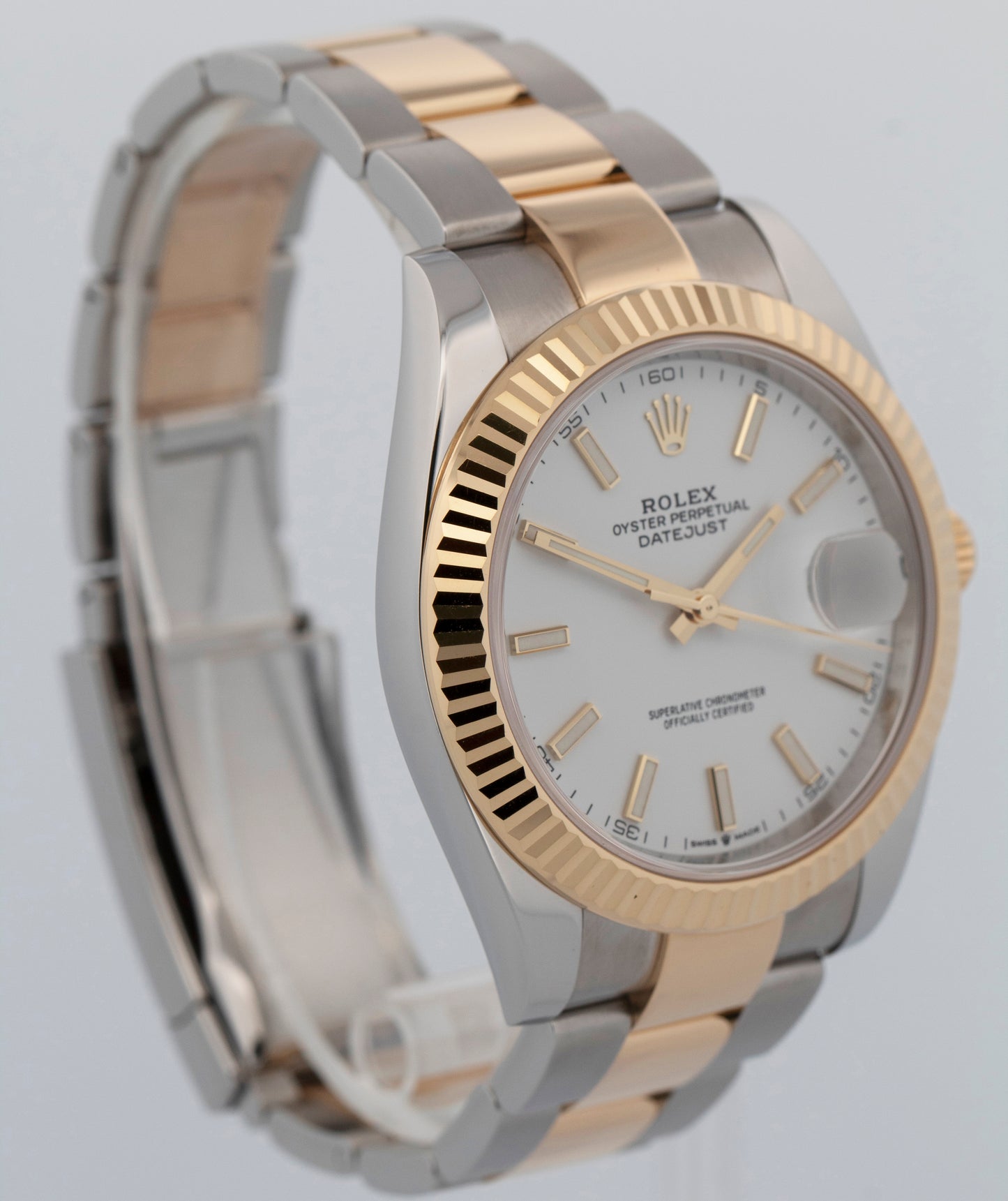 2023 PAPERS Rolex DateJust 41 WHITE Two-Tone Gold Steel 41mm 126333 Watch BOX