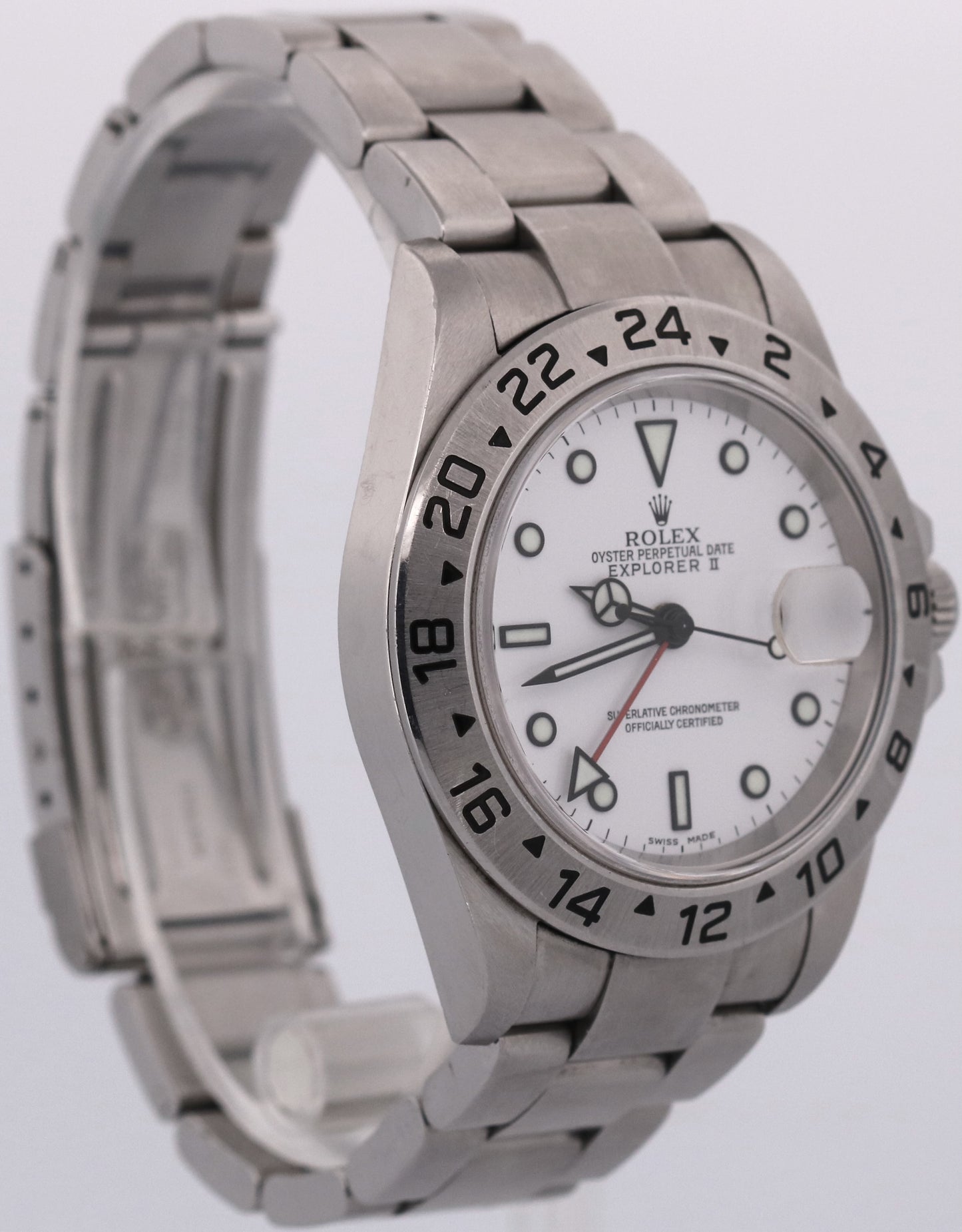 UNPOLISHED Rolex Explorer II POLAR WHITE Steel 40mm NO-HOLES Oyster 16570 Watch