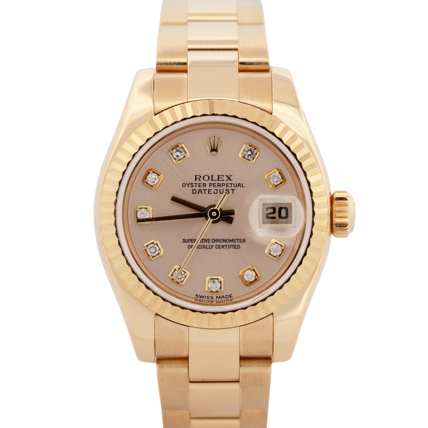 2003 PAPERS Rolex DateJust President SILVER Yellow Gold 26mm 179178 Watch BOX