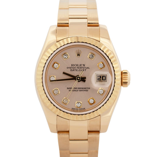 2003 PAPERS Rolex DateJust President SILVER Yellow Gold 26mm 179178 Watch BOX