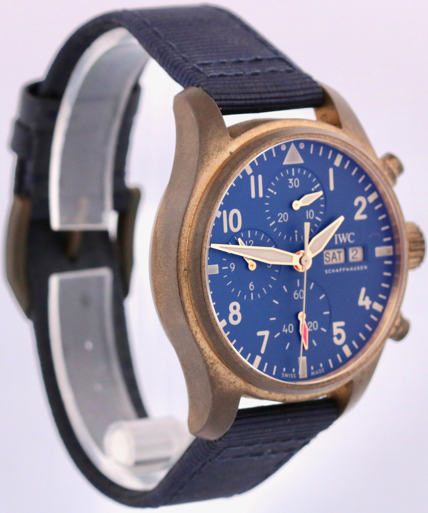 PAPERS IWC Pilot Chronograph BLUE Leather BRONZE 41mm IW388109 Watch BOX