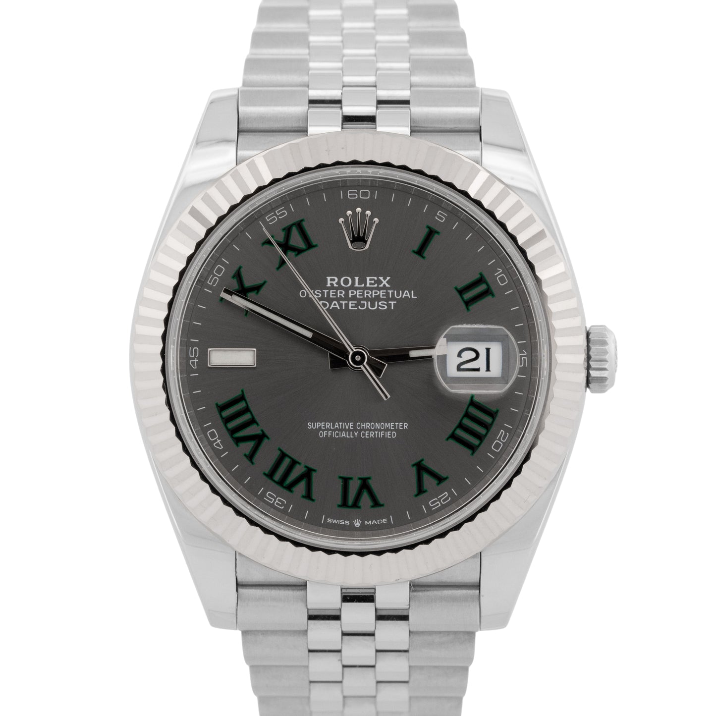 2021 PAPERS Rolex DateJust 41 WIMBLEDON Rhodium Steel 41mm 126334 Watch BOX