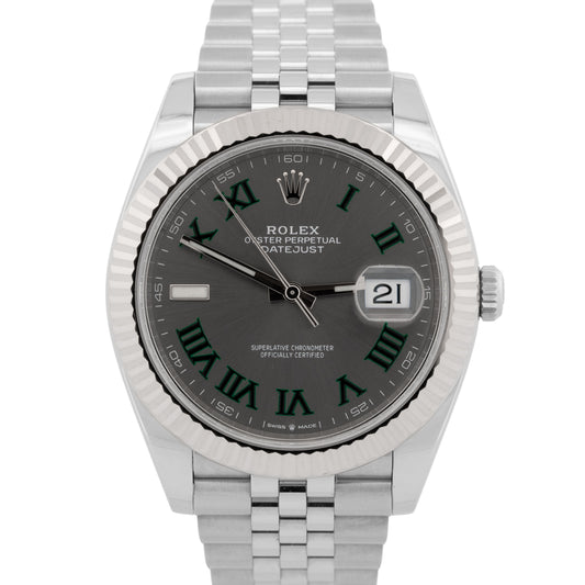 2021 PAPERS Rolex DateJust 41 WIMBLEDON Rhodium Steel 41mm 126334 Watch BOX