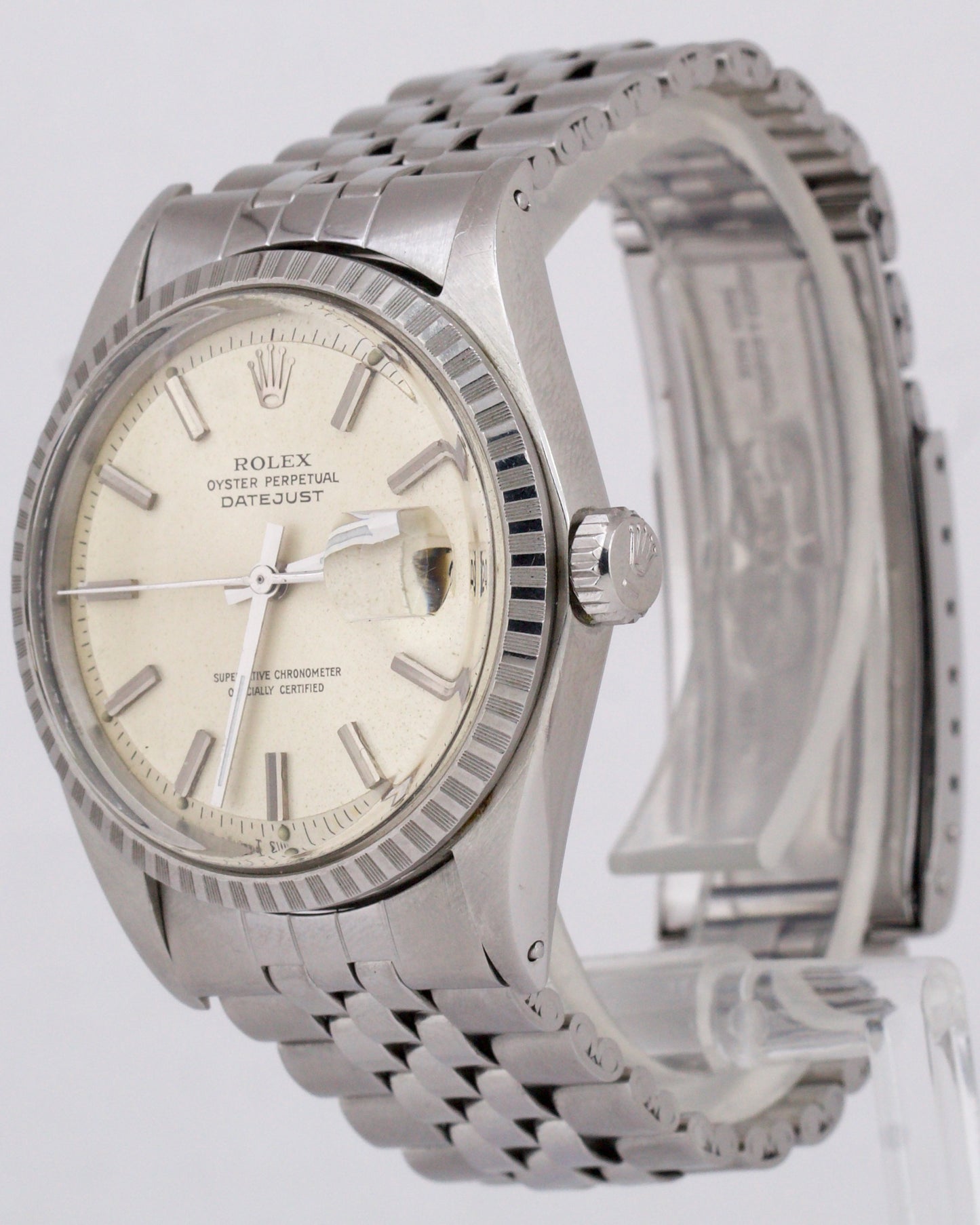 1969 Rolex DateJust IVORY 36mm Stainless Steel Automatic Jubilee Watch 1603