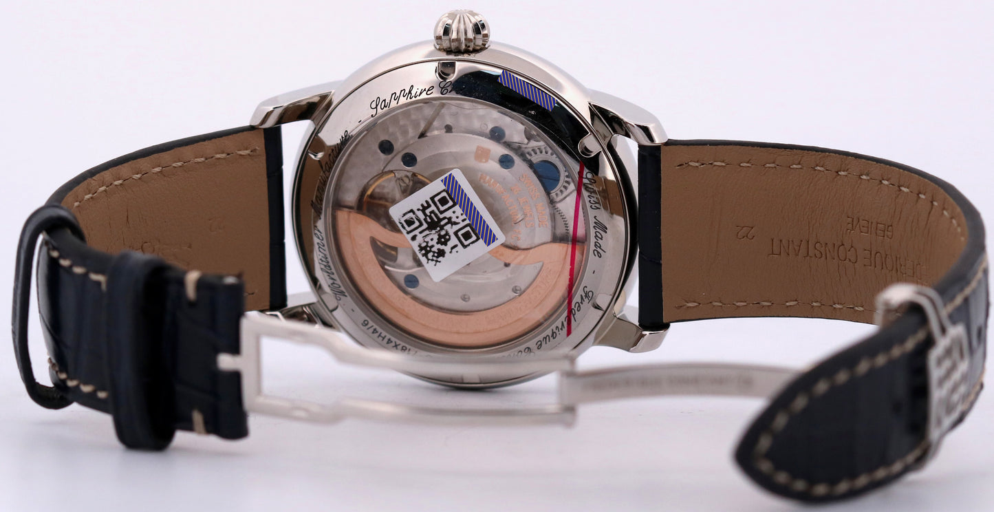 PAPERS Frederique Constant Classic WorldTimer BLUE Leather 42mm FC-718X4H4/6 BOX