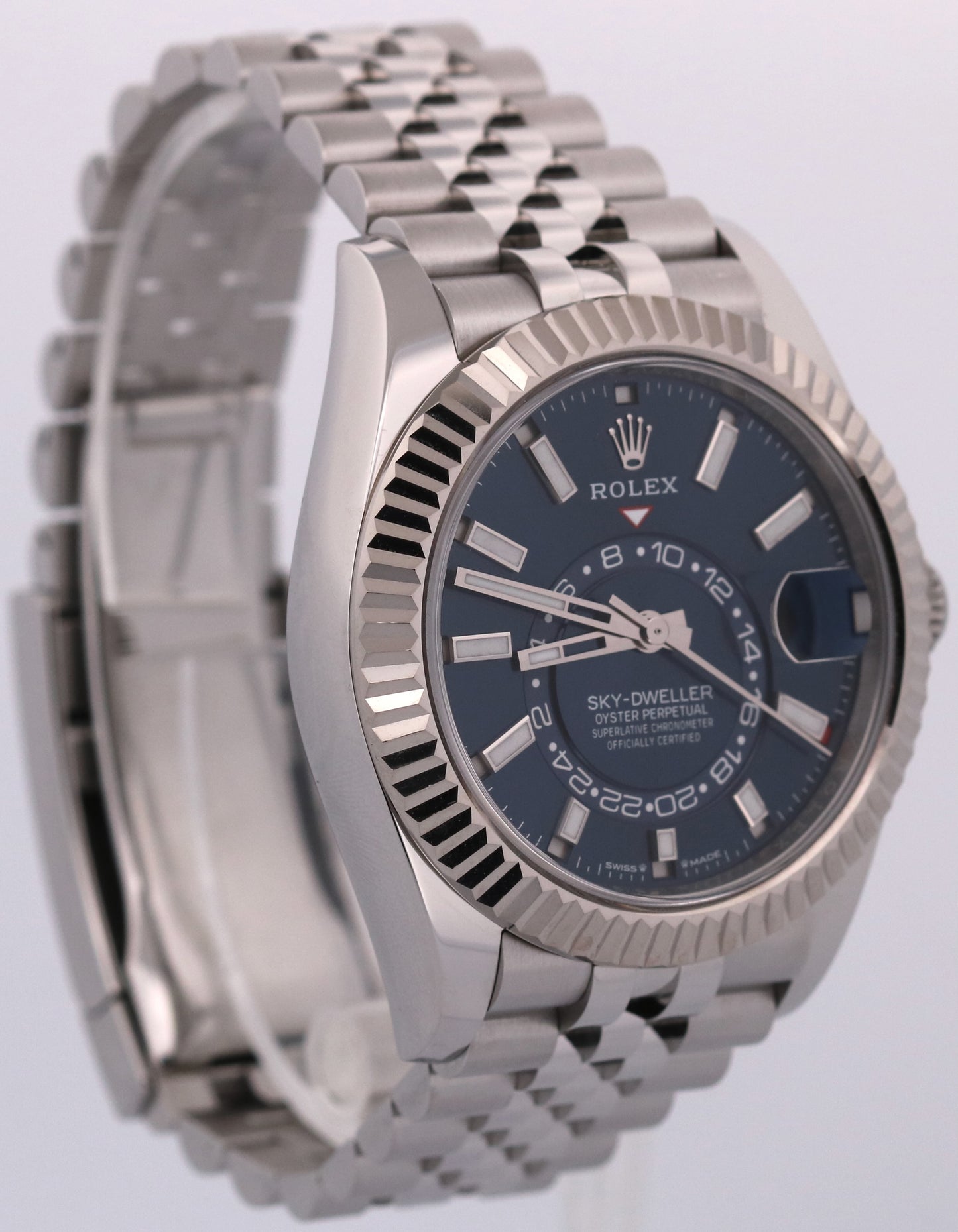 2024 PAPERS Rolex Sky-Dweller BLUE 42mm JUBILEE 18K Steel Watch 336934 BOX