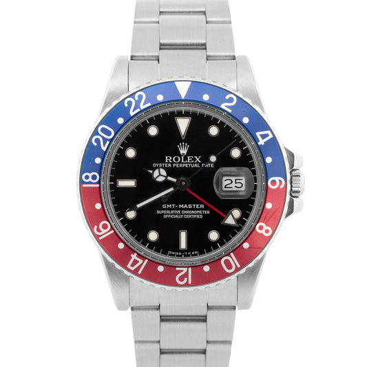 VINTAGE Rolex GMT-Master PEPSI Stainless Steel 40mm 16750 Oyster Date Watch