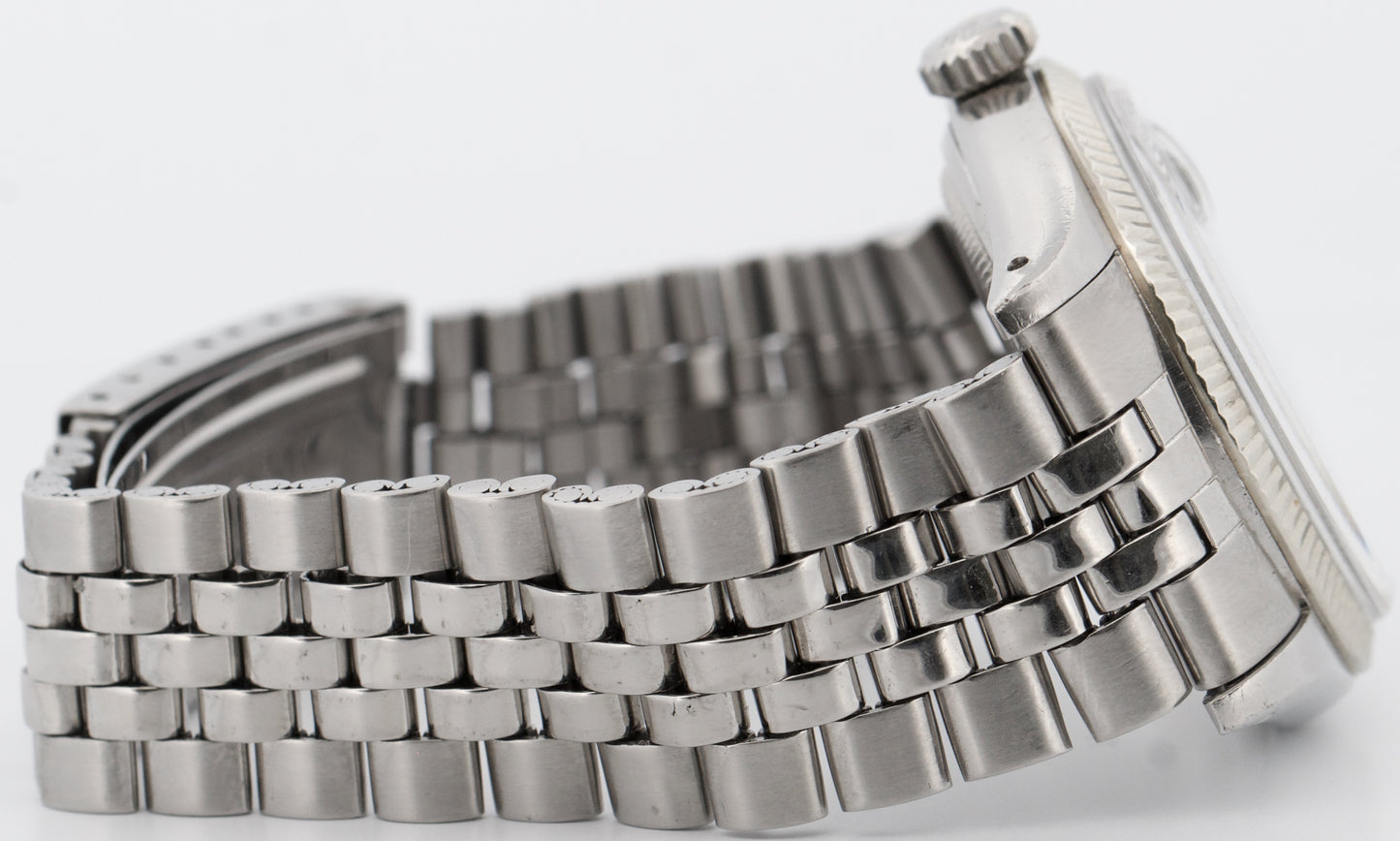 VINTAGE 1946 Rolex DateJust 36mm Black RED ROULETTE 14K Steel JUBILEE Watch 6605