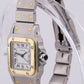 Ladies Cartier Santos Automatique IVORY ROMAN Two-Tone 18K Gold Steel 24mm 0902