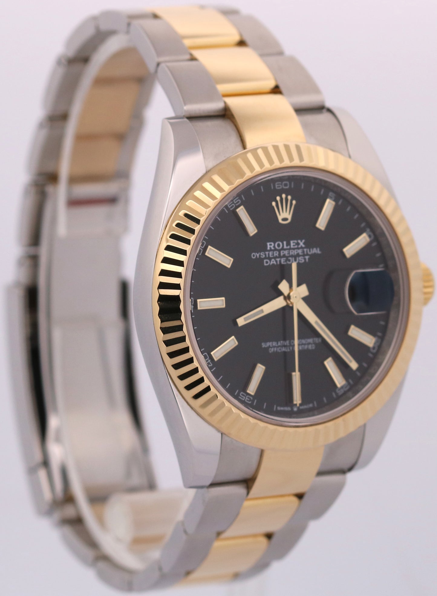 2021 PAPERS Rolex DateJust 41 BLACK Two-Tone 18K Steel OYSTER 41mm 126333 BOX