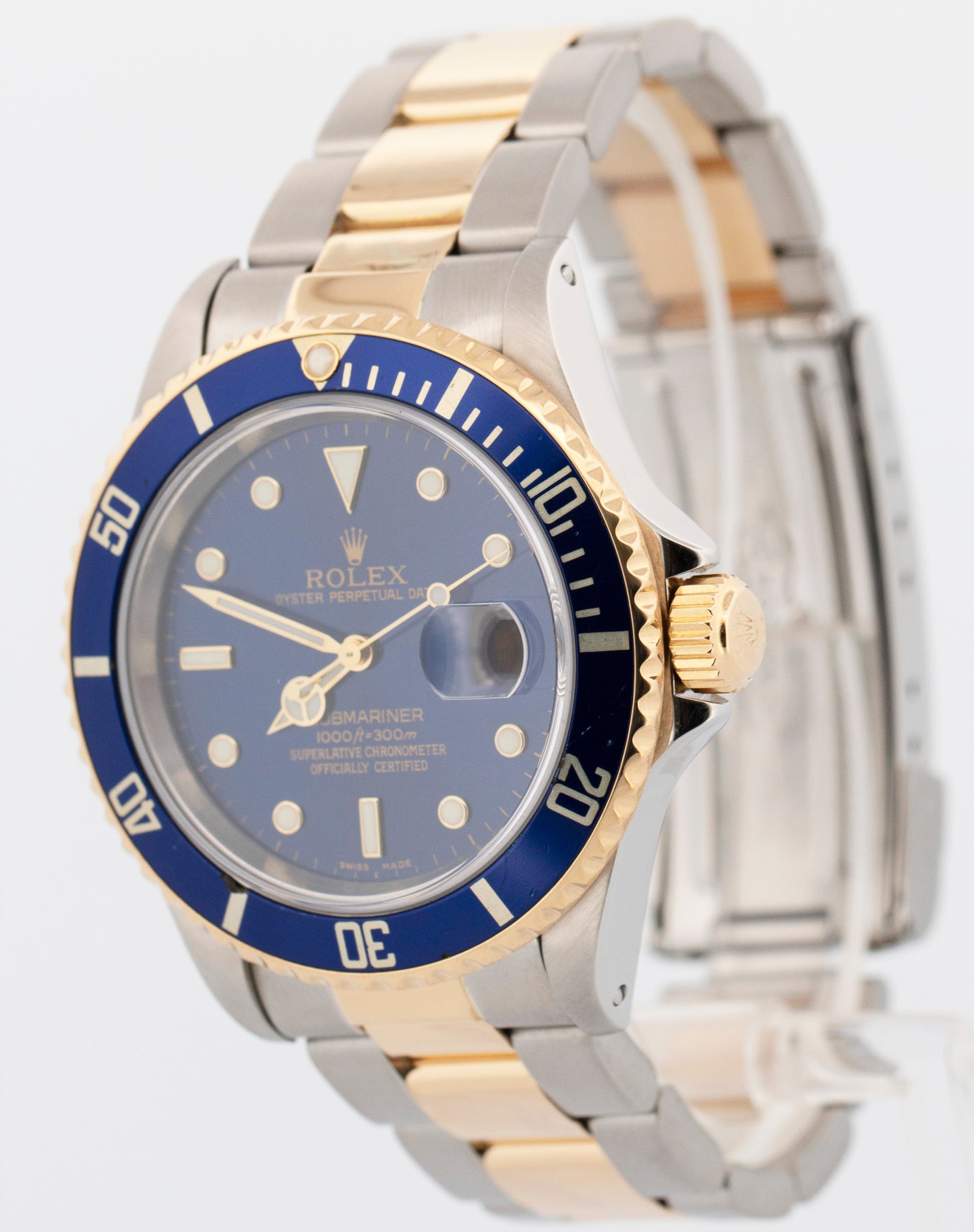 Rolex Submariner Date BLUE Two-Tone Yellow Gold Steel 40mm 16613 LB Watch