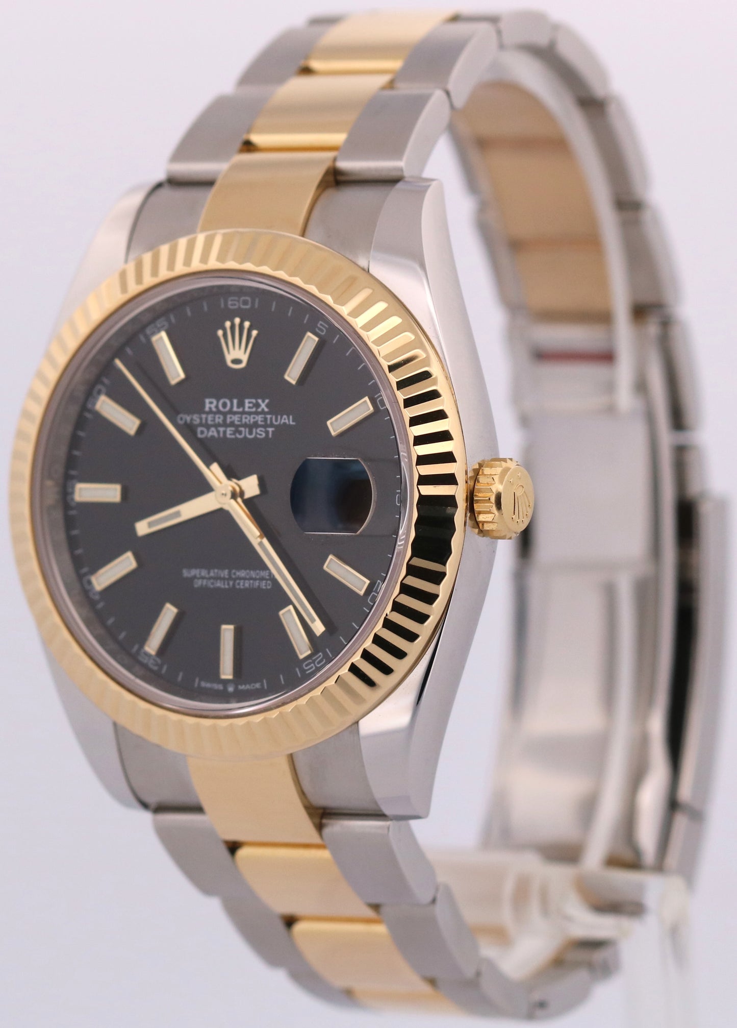 2021 PAPERS Rolex DateJust 41 BLACK Two-Tone 18K Steel OYSTER 41mm 126333 BOX