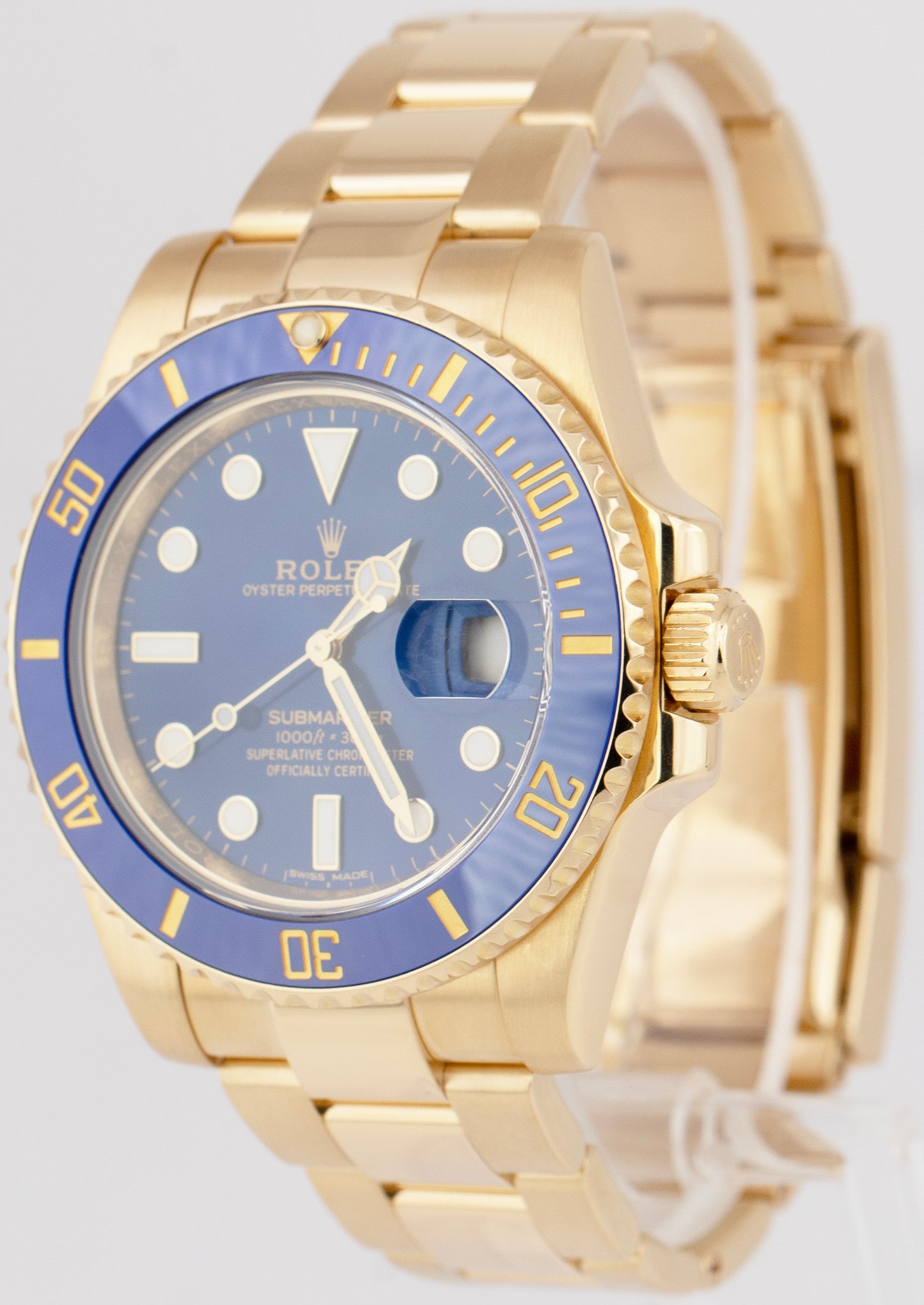 MINT Rolex Submariner Date 40mm Ceramic 18K Gold Blue Dive Watch 116618 LB BOX