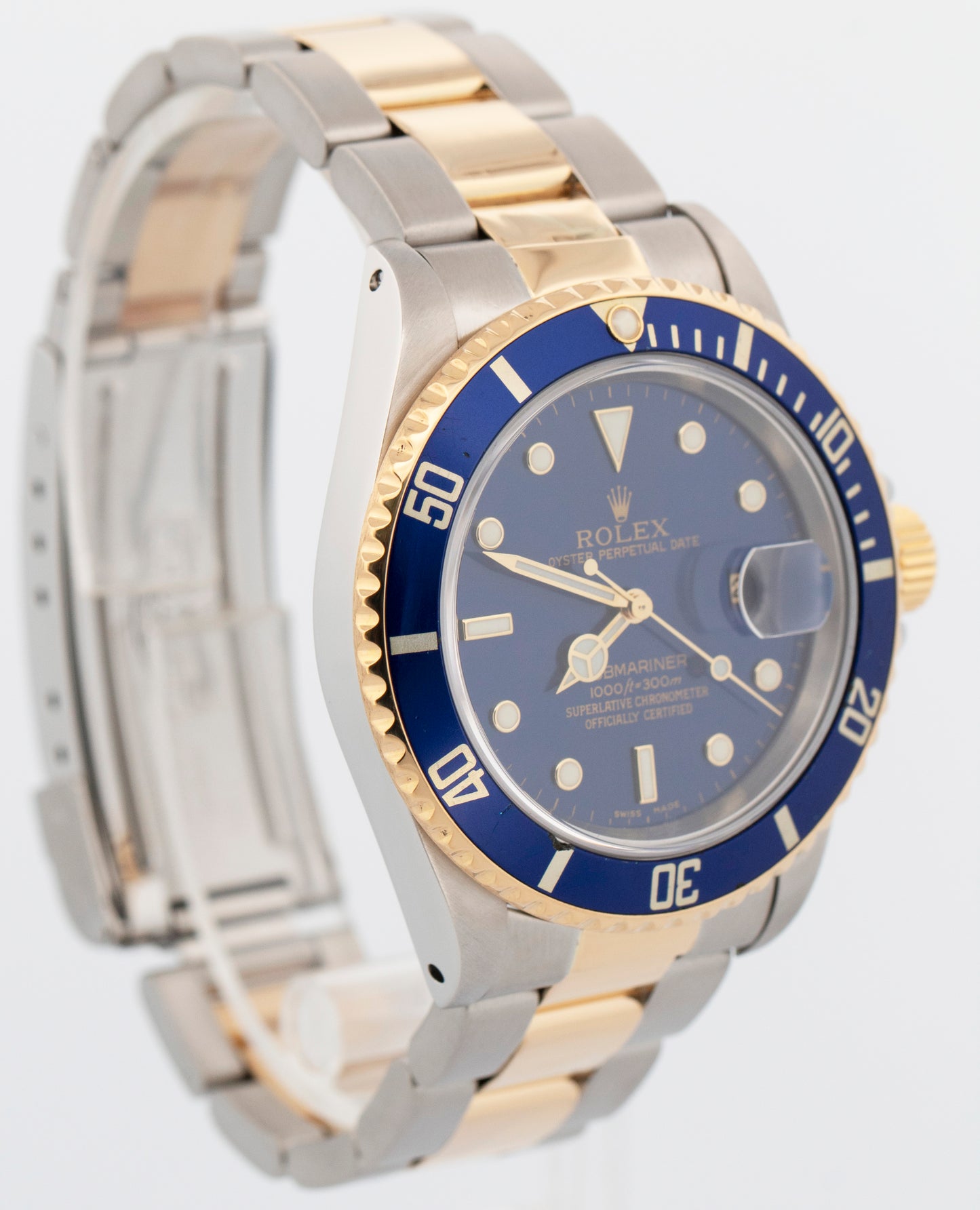 Rolex Submariner Date BLUE Two-Tone Yellow Gold Steel 40mm 16613 LB Watch