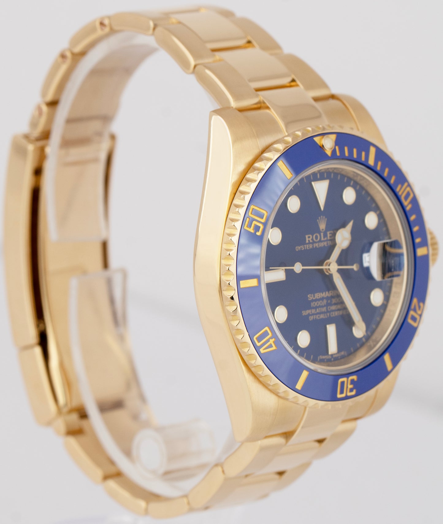MINT Rolex Submariner Date 40mm Ceramic 18K Gold Blue Dive Watch 116618 LB BOX
