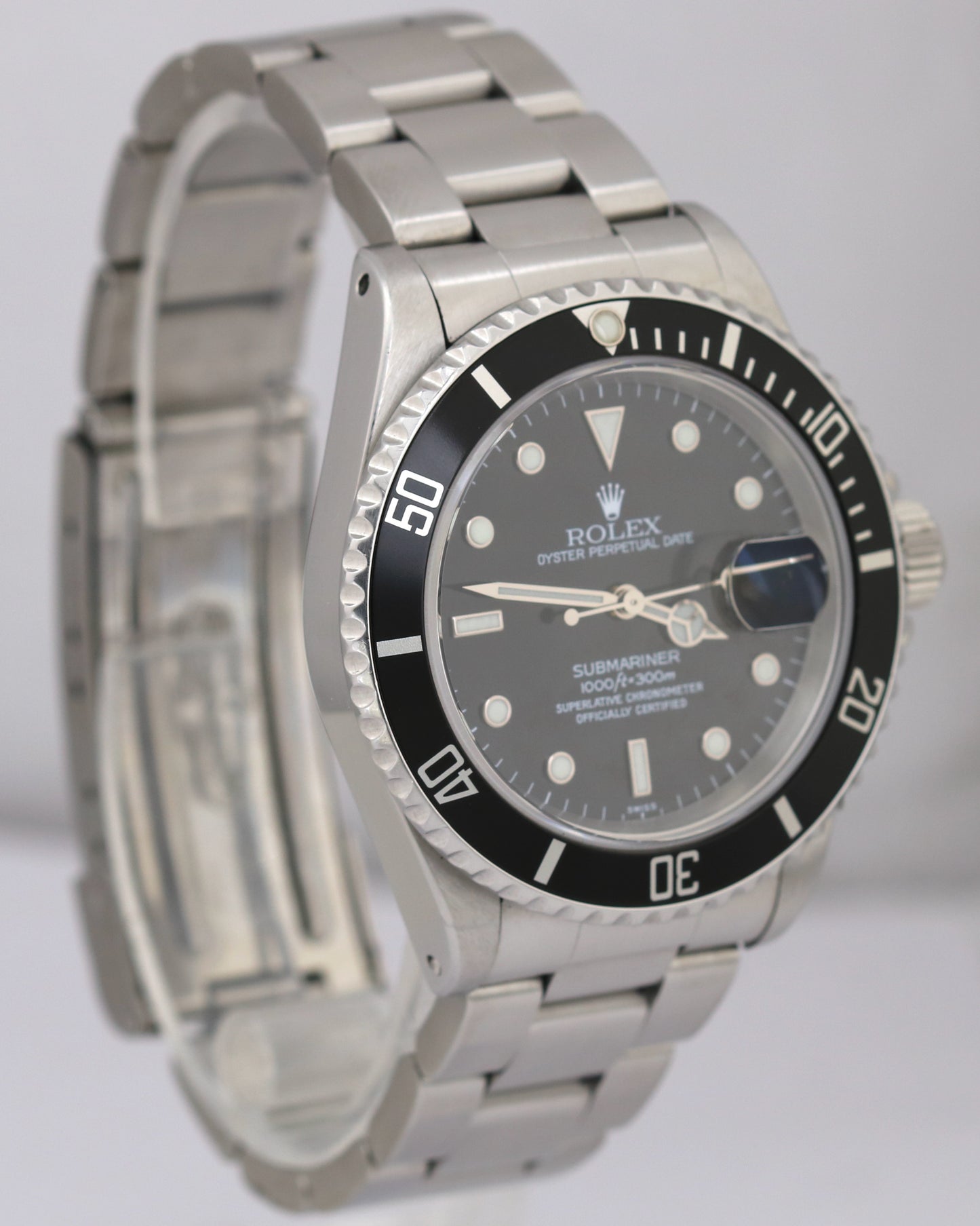 Rolex Submariner Date SWISS ONLY Black Stainless Steel Oyster 40mm 16610 Watch