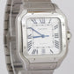 MINT PAPERS Cartier Santos 39.8mm White Steel Leather 4072 Watch WSSA0018 BOX