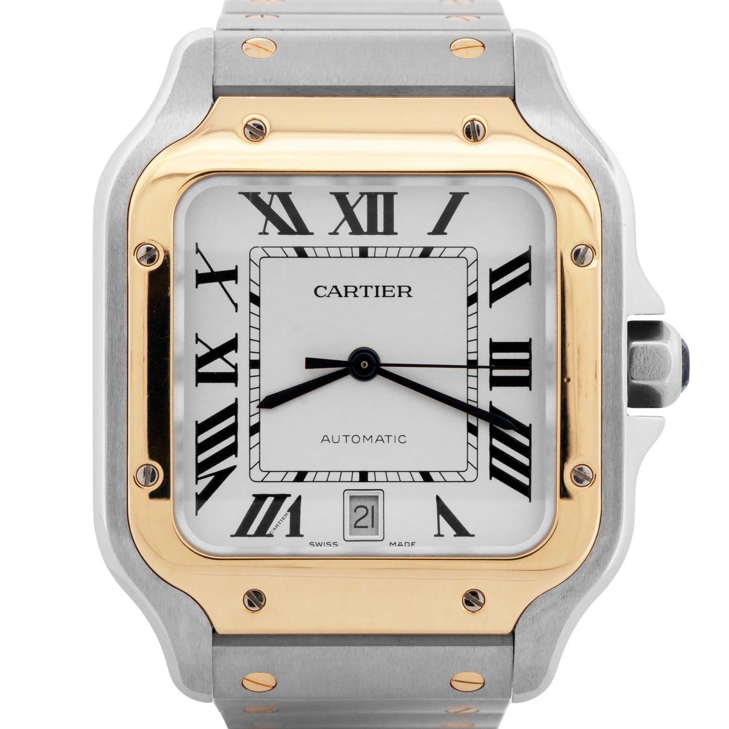Cartier Santos WHITE Two-Tone Yellow Gold Steel 39.8mm 4072 / W2SA0009 Watch