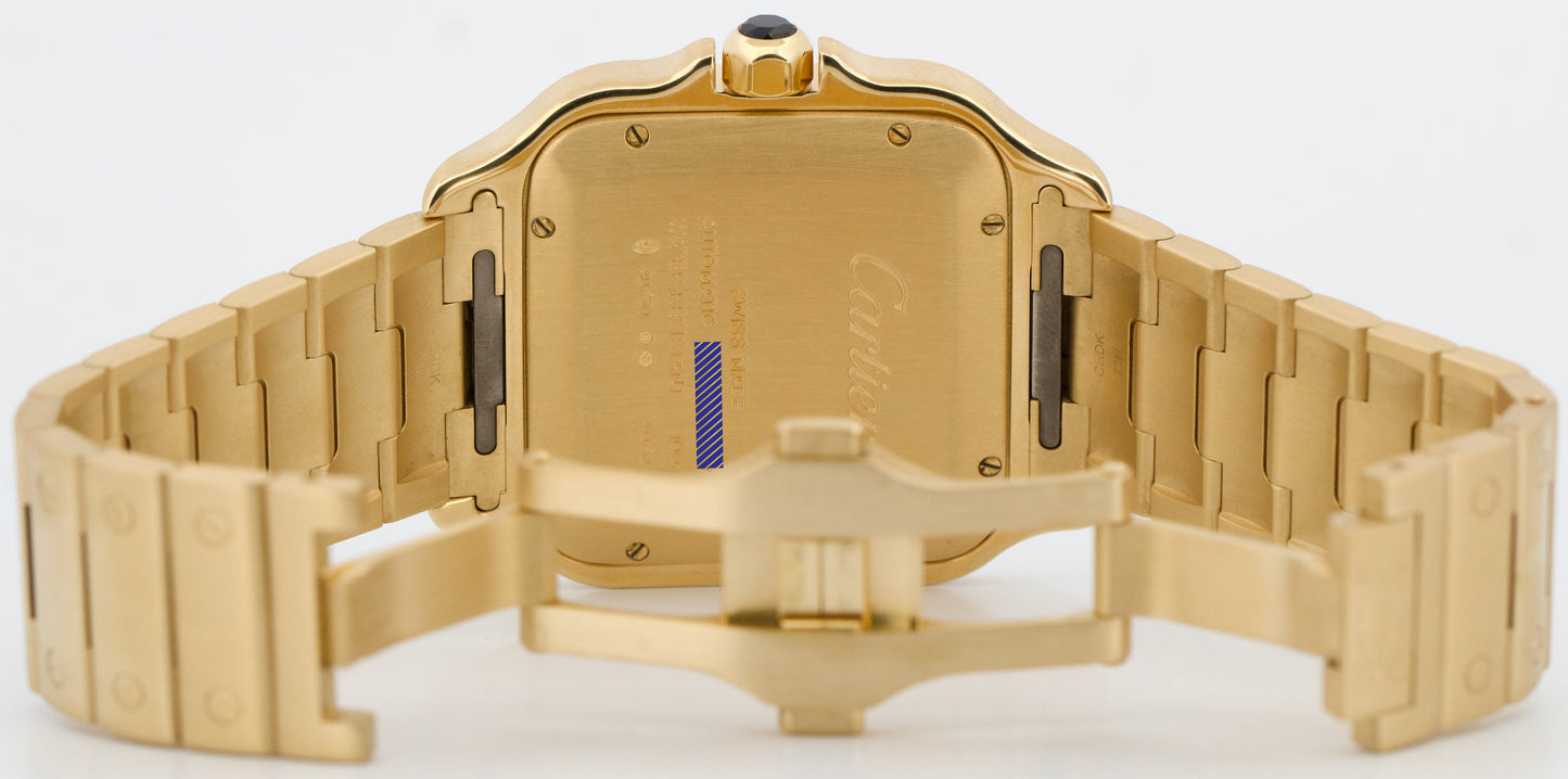 2024 PAPERS Cartier Santos SILVER WHITE 18K Yellow Gold 39.8mm 4070 WGSA0029 BOX