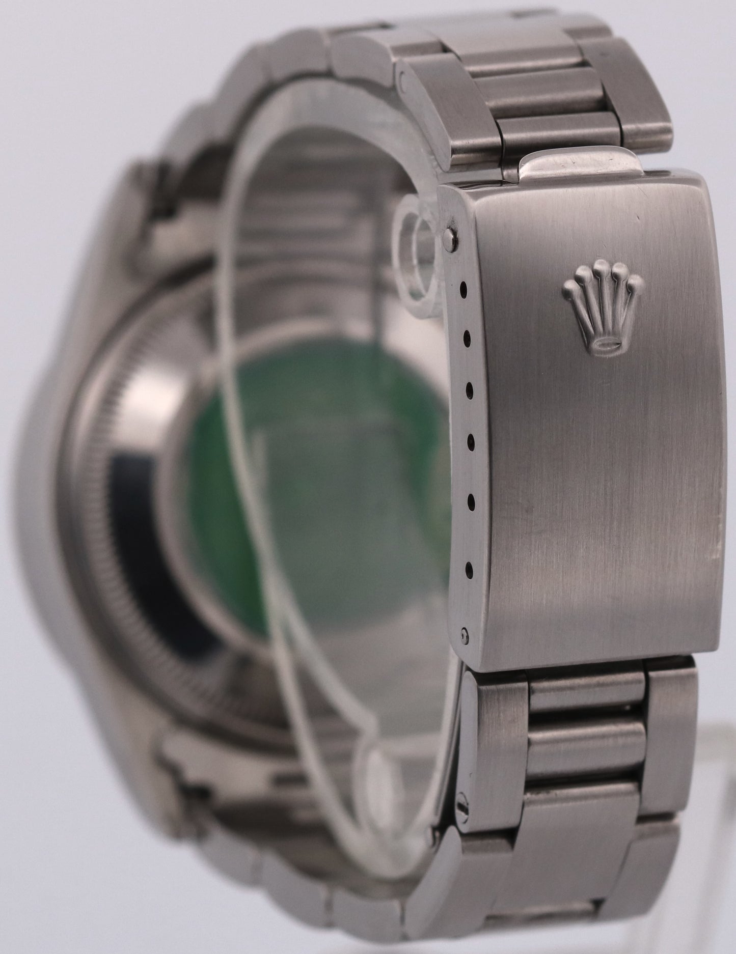 Rolex Oyster Perpetual Date BLUE 34mm ENGINE-TURNED Steel Oyster Watch 15000 BOX