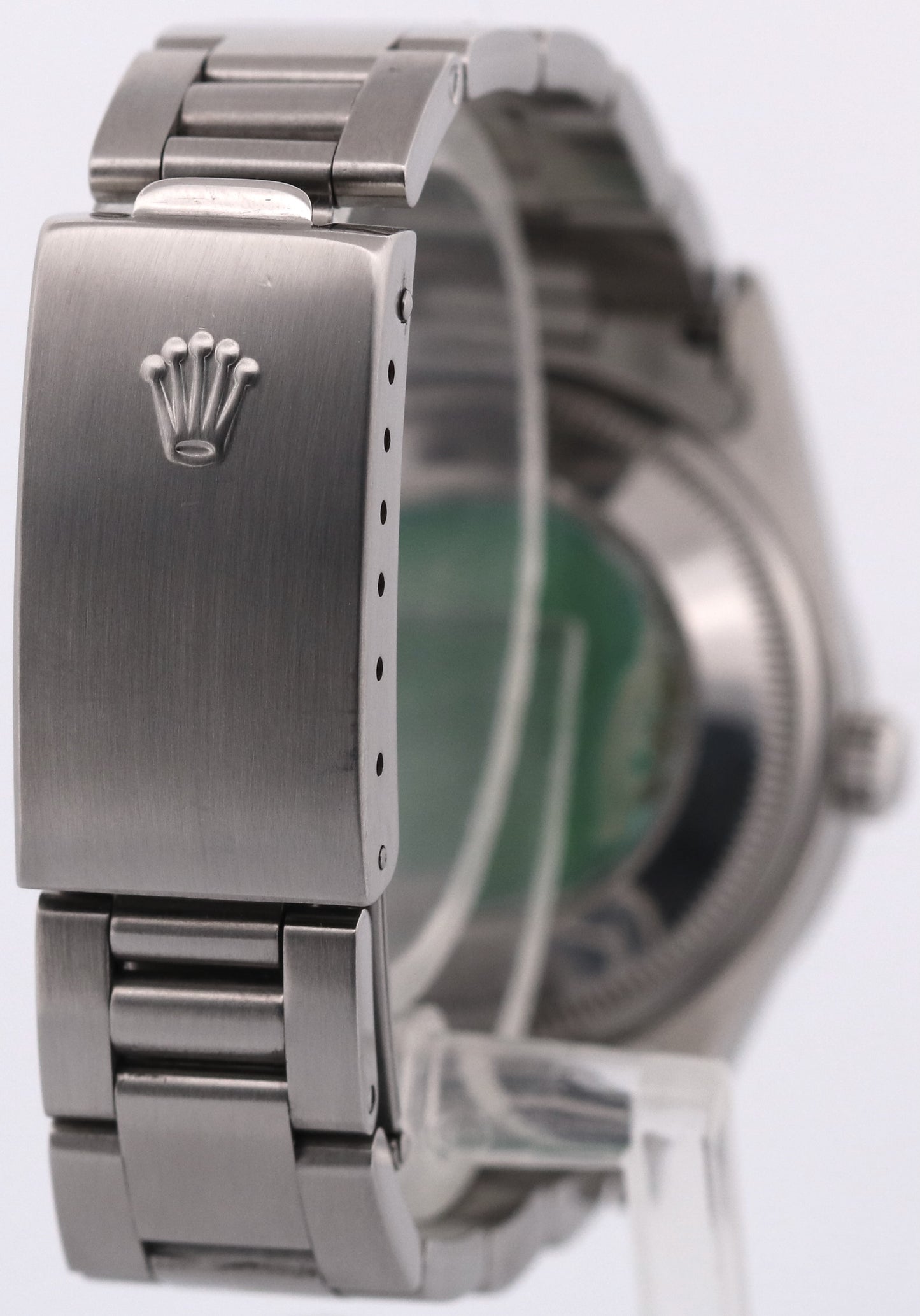 Rolex Oyster Perpetual Date BLUE 34mm ENGINE-TURNED Steel Oyster Watch 15000 BOX