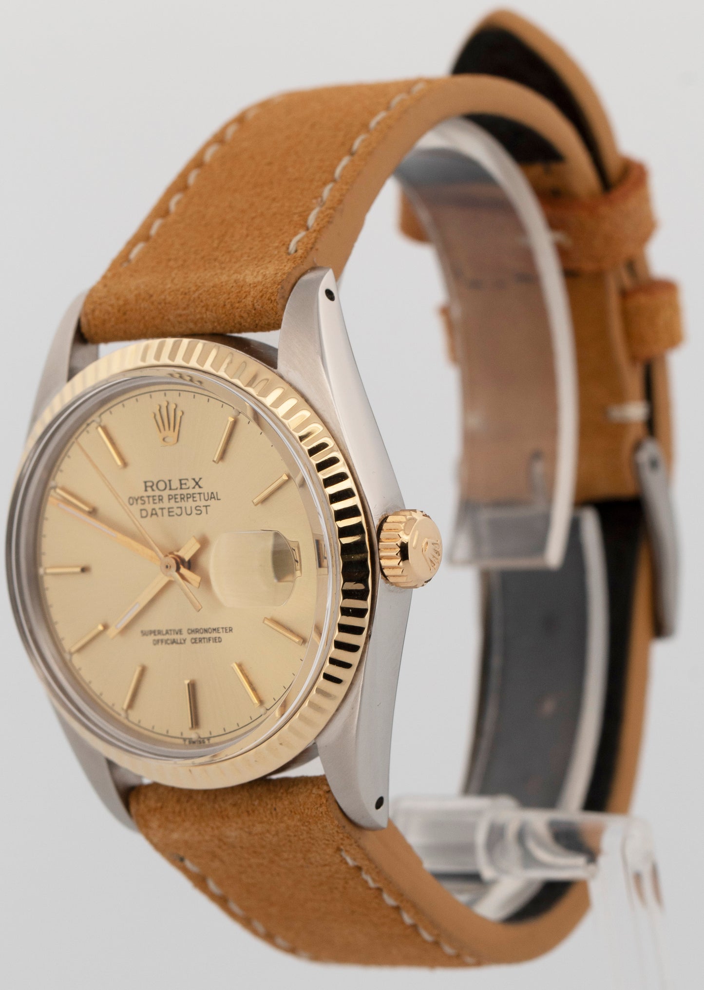 Rolex DateJust CHAMPAGNE Two-Tone Yellow Gold Stainless Steel 36mm 16013 Watch