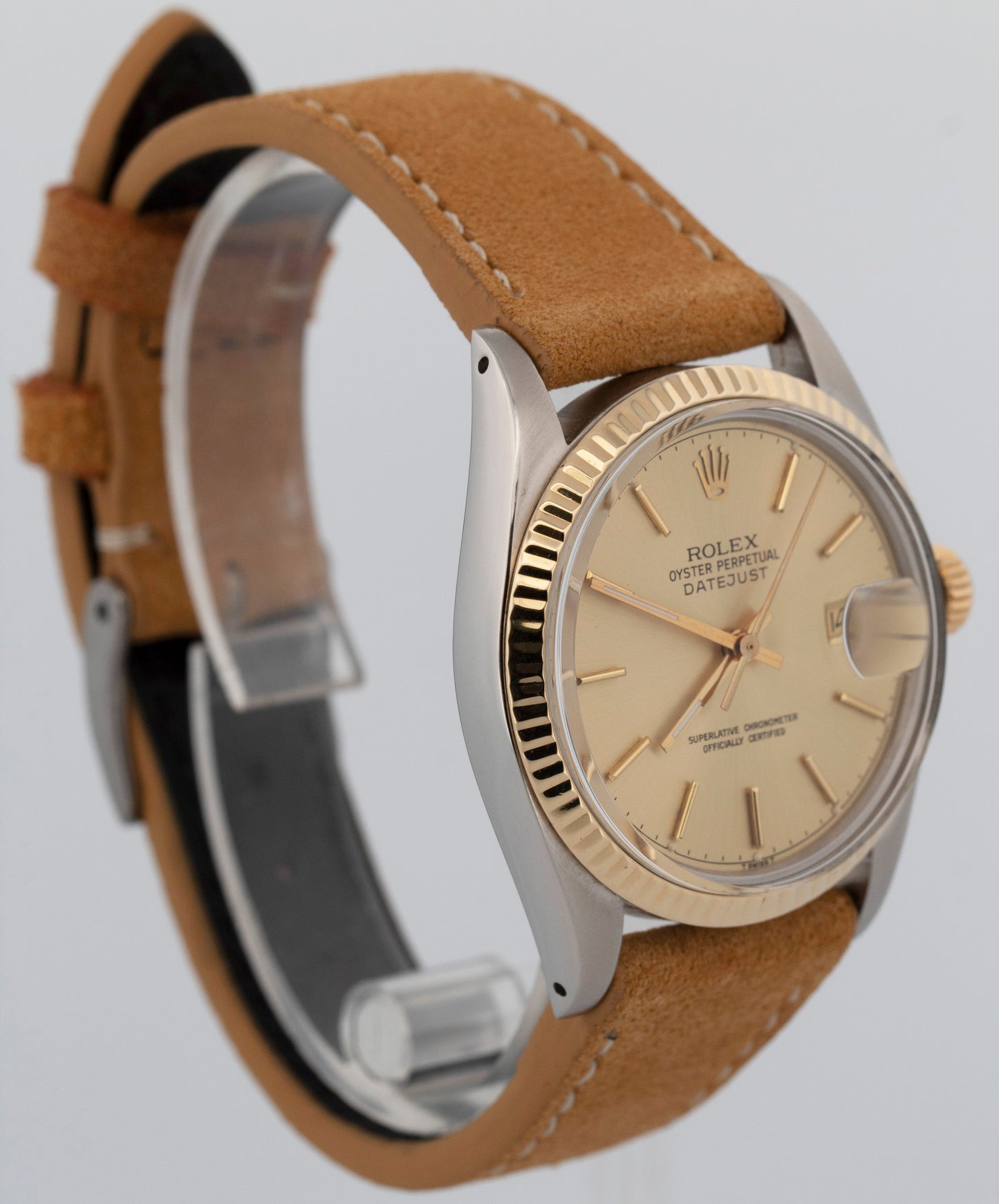 Rolex DateJust CHAMPAGNE Two-Tone Yellow Gold Stainless Steel 36mm 16013 Watch