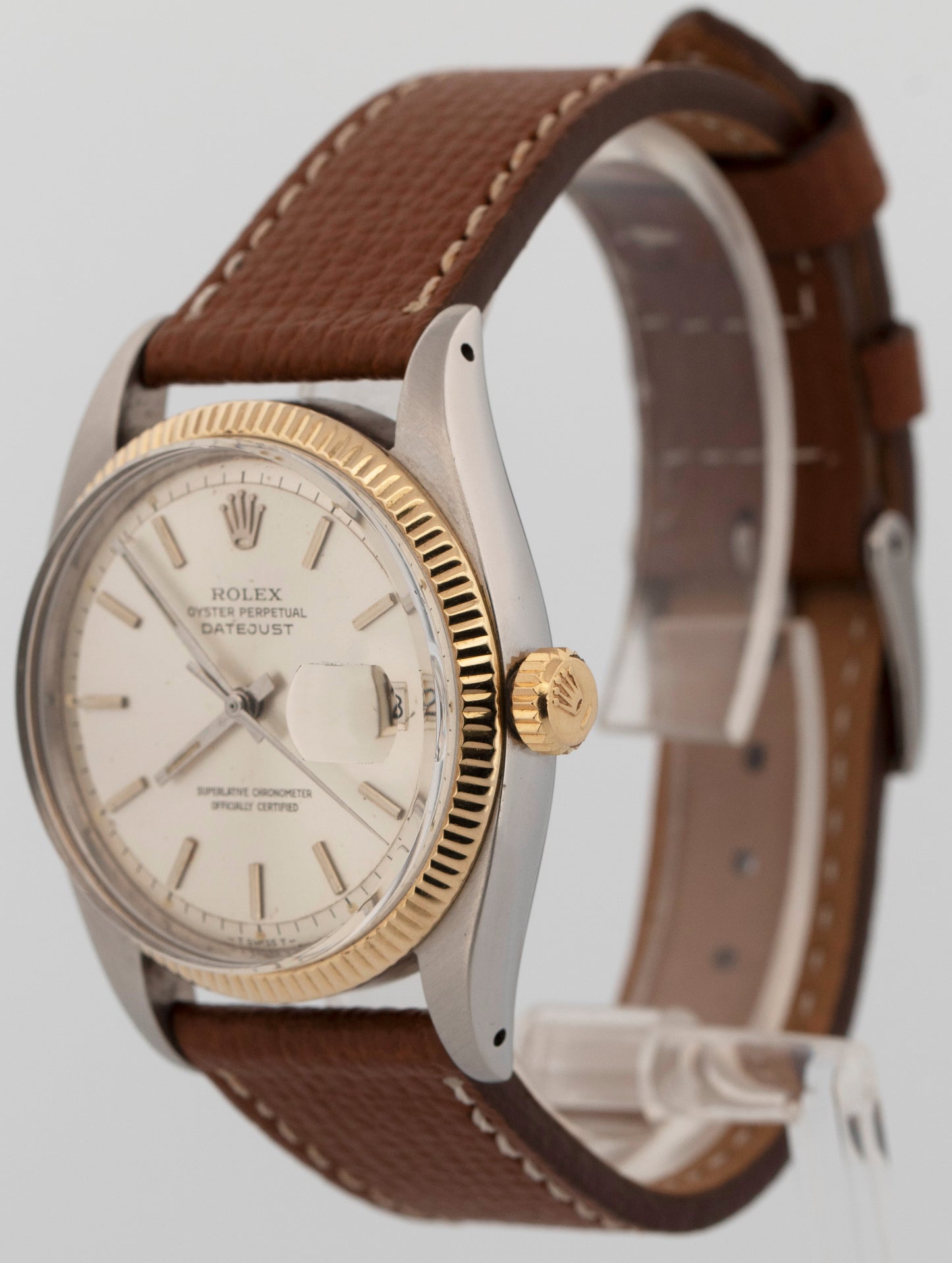 Rolex DateJust SILVER Two-Tone Stainless Steel Automatic 36mm 6605 Watch